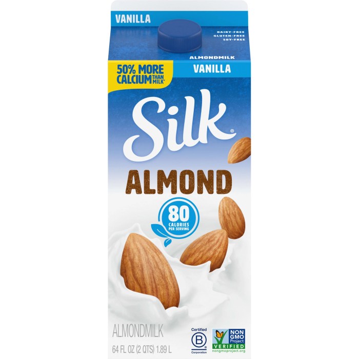 Milk almond sugar nutrition facts unsweetened silk food label soy coconut water replace reduce sweet chocolate article amount nutrient regular