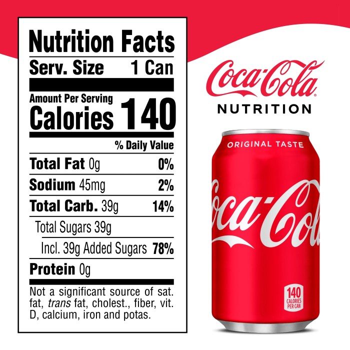 Nutrition facts label soda