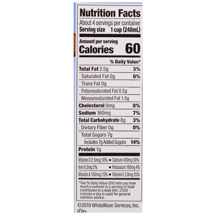 Silk Unsweetened Vanilla Almond Milk Nutrition Facts