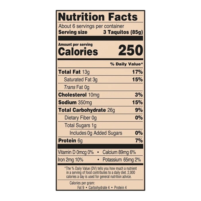 711 taquito nutrition facts